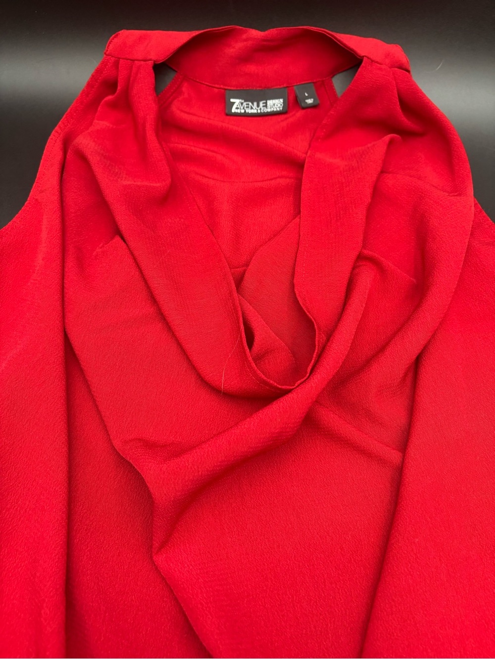 7th Avenue Design Studio Sleeveless Red Draped Cowl Neck Top Large - Picture 3 of 4